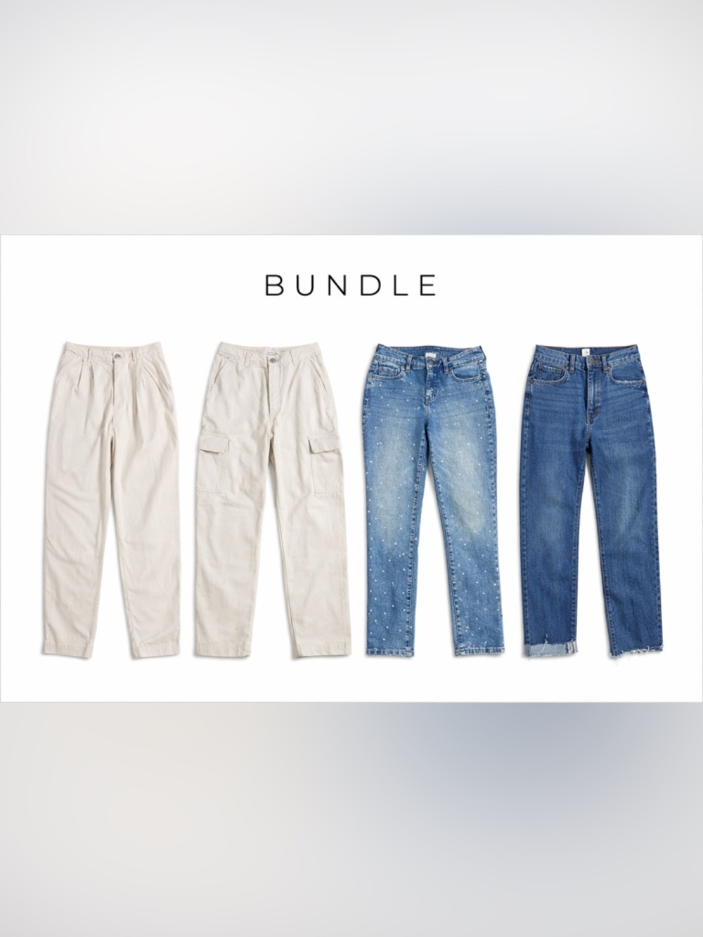 BUNDLE DEAL Mixed Jeans and Pants  - Blue Denim & Beige/Tan Pants 4 PACK SIZE: 4
